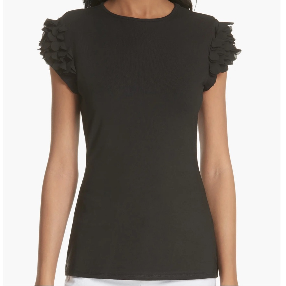 Black Ruffle Sleeve Top